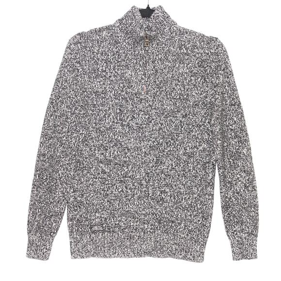 Polo Ralph Lauren Quarter Zip Knit Sweater In Heathered Grey Large - Picture 2 of 11